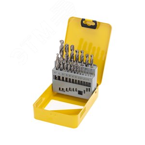 Изображение товара Набор сверл по металлу, 1-10 мм (через 0,5 мм), HSS, цилиндрический хвостовик, металлический кейс, 19 шт. (наб.)