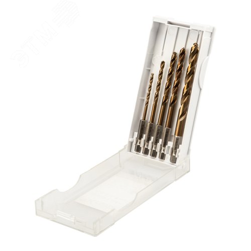 Изображение товара Набор сверл по металлу ''Кобальт'', 3-8 мм, Р6М5К5, шестигранный хвостовик (5 шт) (набор)