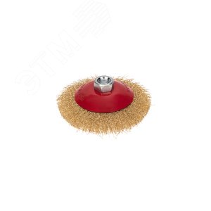 Изображение товара Щетка коническая для УШМ, витая латунированная проволока, 115мм, М14 (шт)