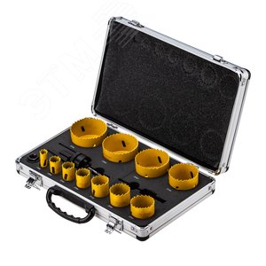 Изображение товара Набор коронок Bimetal (14, 20, 22, 25, 30, 35, 40, 51, 60, 64, 67), 16 предметов, металлический кейс (наб.)