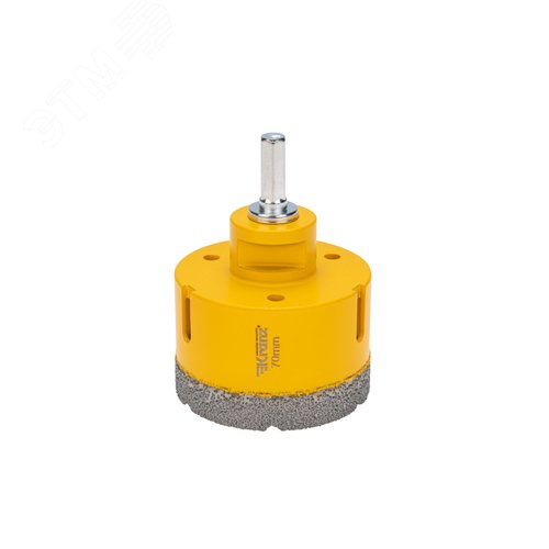 Изображение товара Коронка алмазная профессиональная 70мм по керамограниту и железобетону М14, вакуумное спекание, для УШМ (шт)