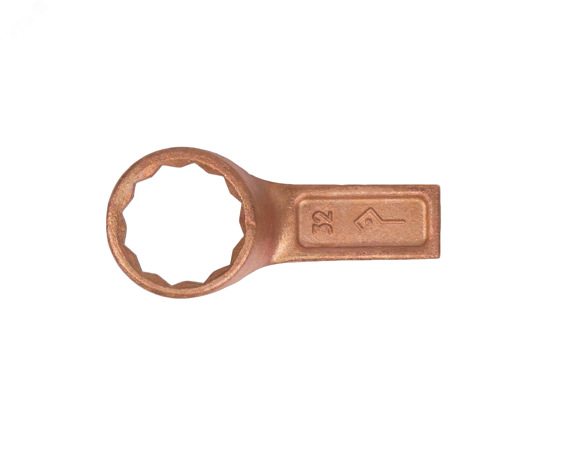 Изображение товара Ключ накидной односторонний 32 омедненный из стали для монтажа и демонтажа