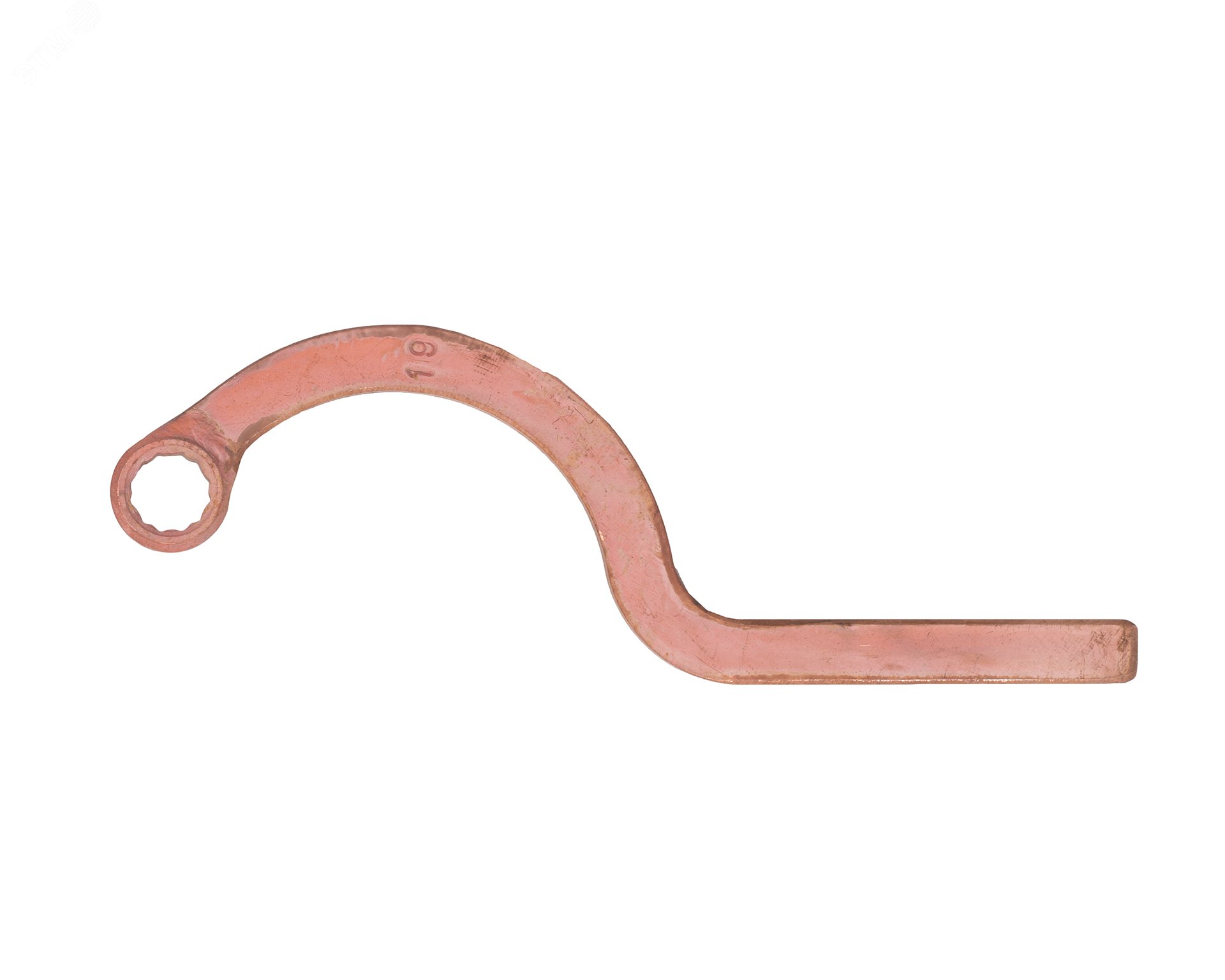 Изображение товара Ключ накидной серповидный 19 омедненный - искробезопасный инструмент