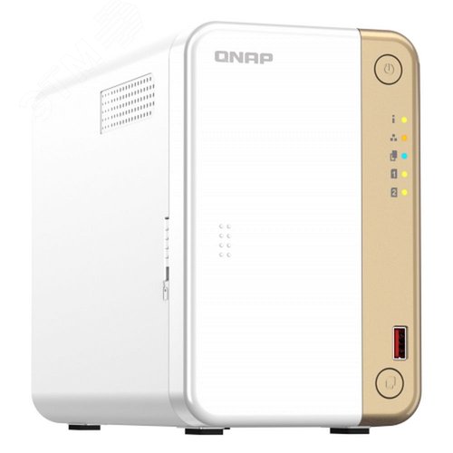 Изображение товара Сетевой RAID-накопитель, 2 отсека 3,5''/2,5'', 1 порт 2,5 GbE BASE-T, HDMI-порт, 2 слота M.2 2280 NVMe SSD, Intel Celeron N4505 до 2,9 ГГц, 4 ГБ DDR4 (шт)