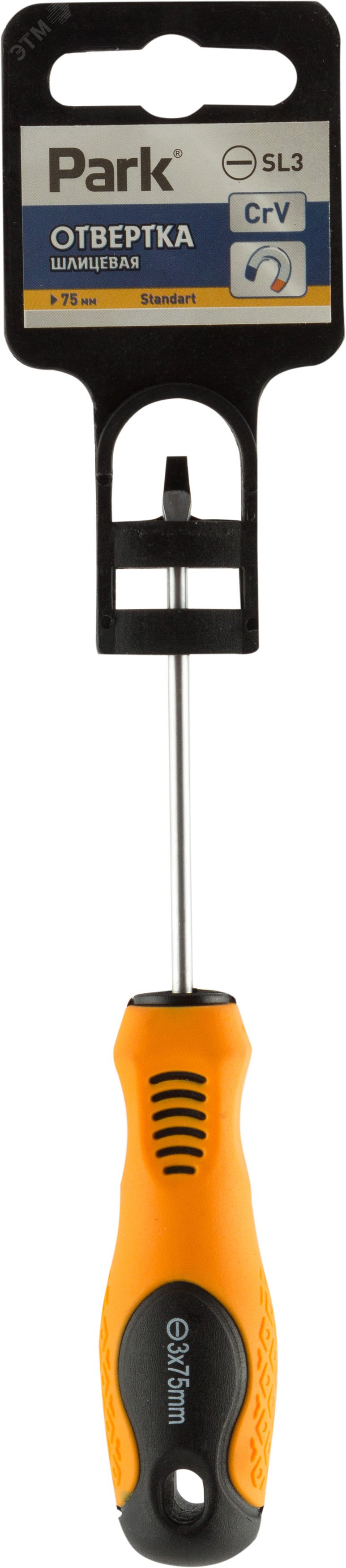 Изображение товара Отвертка Standart SL3х7,5см, двухкомпонентная рукоятка, шлицевая (шт)