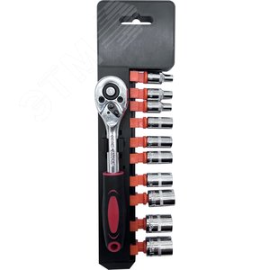 Изображение товара Ключ-трещотка 1/4 + торцевые головки (шт)