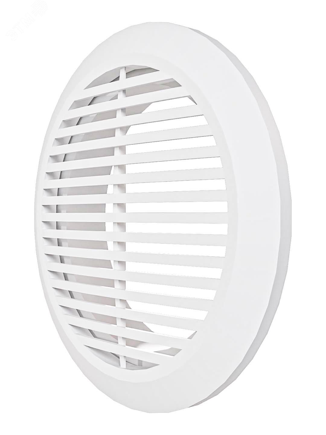 Изображение товара Решетка вентиляционная круглая D165 из ABS пластика с фланцем D120 для приточно-вытяжных систем