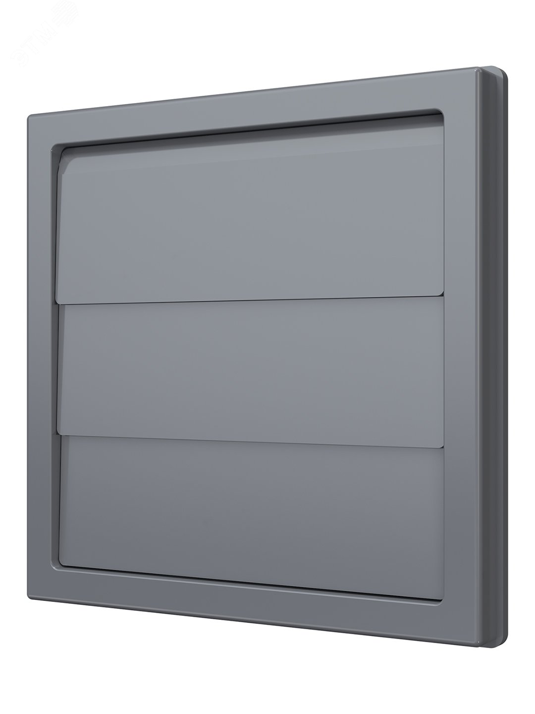 Изображение товара Решетка приточно-вытяжная с гравитационными жалюзи 150х150 с фланцем D100, из ASA пластика, цвет Серый (шт)