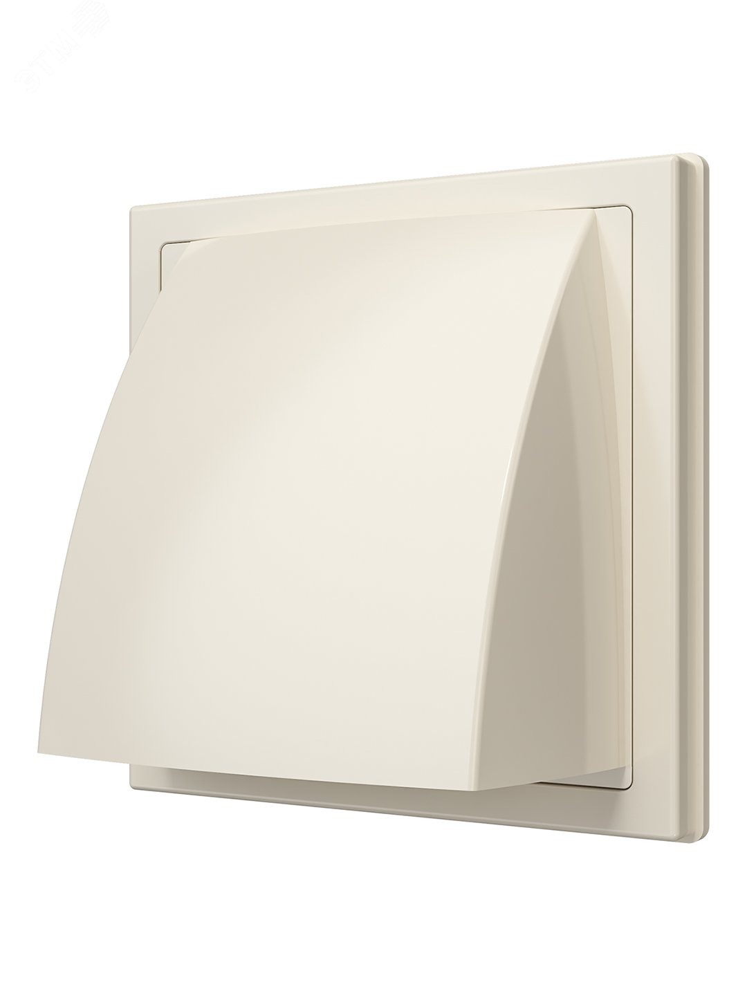 Изображение товара Выход стенной вытяжной с обратным клапаном 150х150 с фланцем D125, из ASA пластика, цвет Слоновая кость (шт)