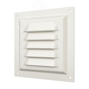 Изображение товара Решетка вентиляционная вытяжная стальная с покрытием полимерной эмалью и сеткой 125х125, цвет cлоновая кость (шт)