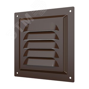 Изображение товара Решетка вентиляционная вытяжная стальная с покрытием полимерной эмалью и сеткой 125х125, цвет Коричневый (шт)
