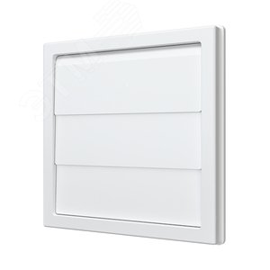 Изображение товара Решетка приточно-вытяжная с гравитационными жалюзи из ASA пластика, 150х150 с фланцем D100, цвет белый (шт)
