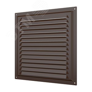 Изображение товара Решетка вентиляционная вытяжная стальная с покрытием полимерной эмалью и сеткой 250х250, цвет Коричневый (шт)