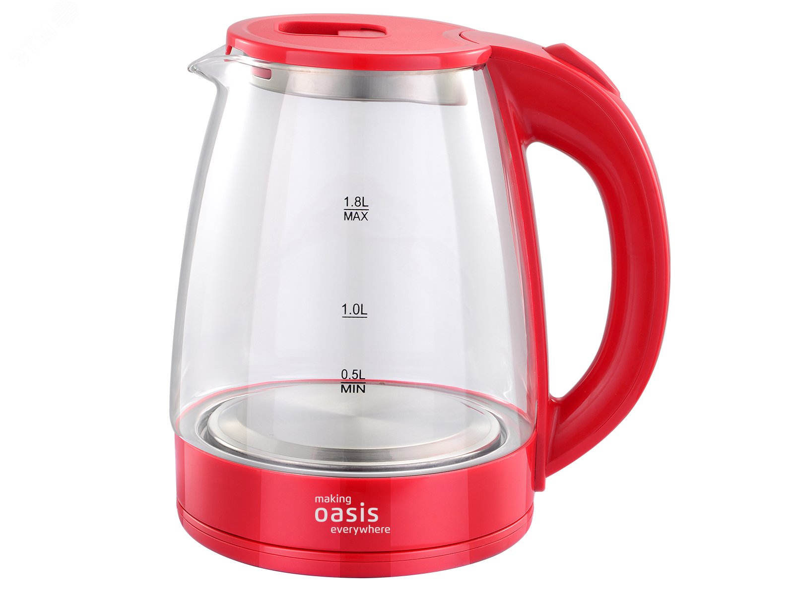 Изображение товара Электрический чайник Oasis Klima K-8GR 1,8 л стекло мощность 2000 Вт красный
