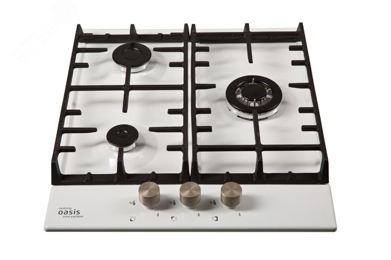 Изображение товара Газовая варочная панель P-3MWT Oasis Klima белая современная встроенная плита