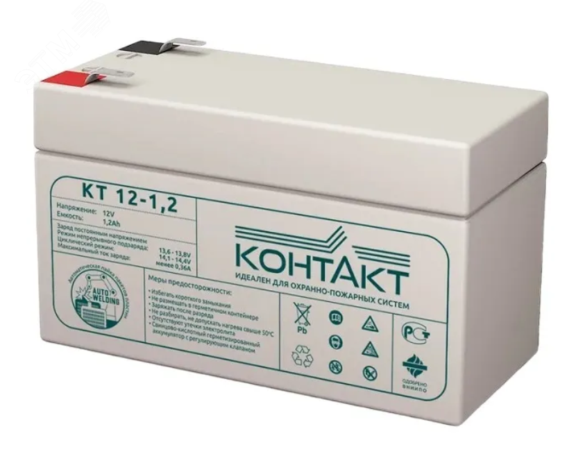 Изображение товара Аккумулятор КТ 12-1.2 12В 1.2Ач - Герметизированная Батарея