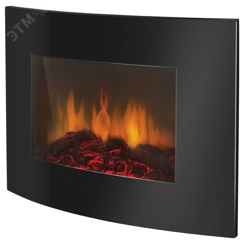 Изображение товара Электрокамин настенный 1.8 кВт панорамная панель черный с эффектом огня