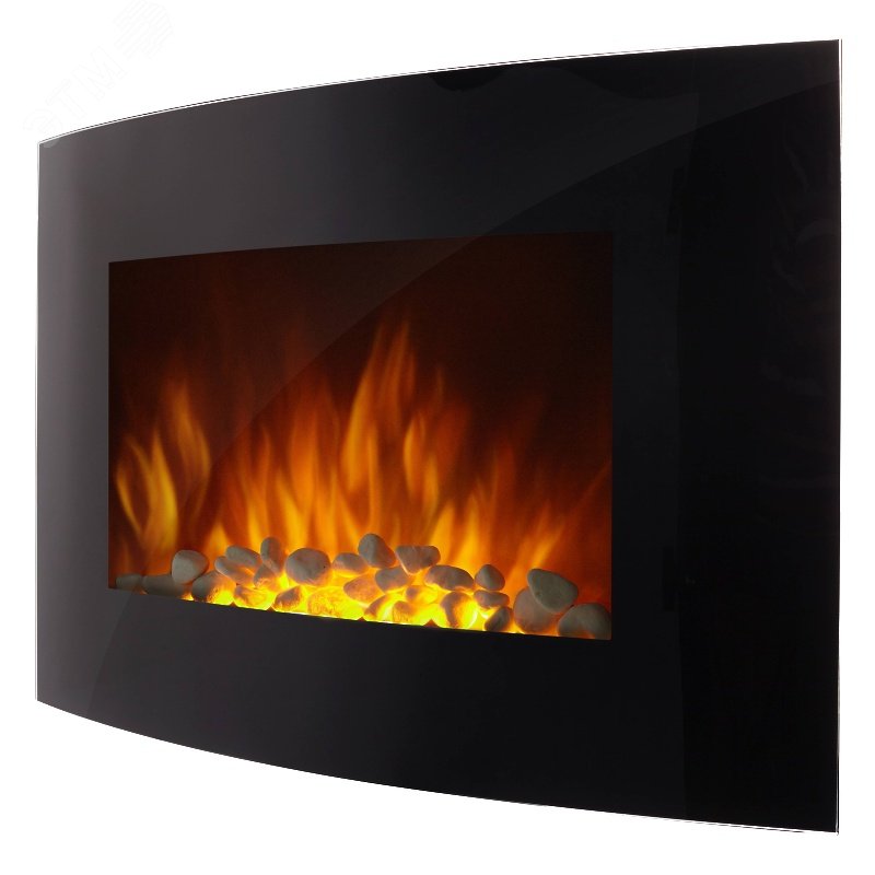 Изображение товара Электрокамин настенный 2 кВт панорамная панель черный