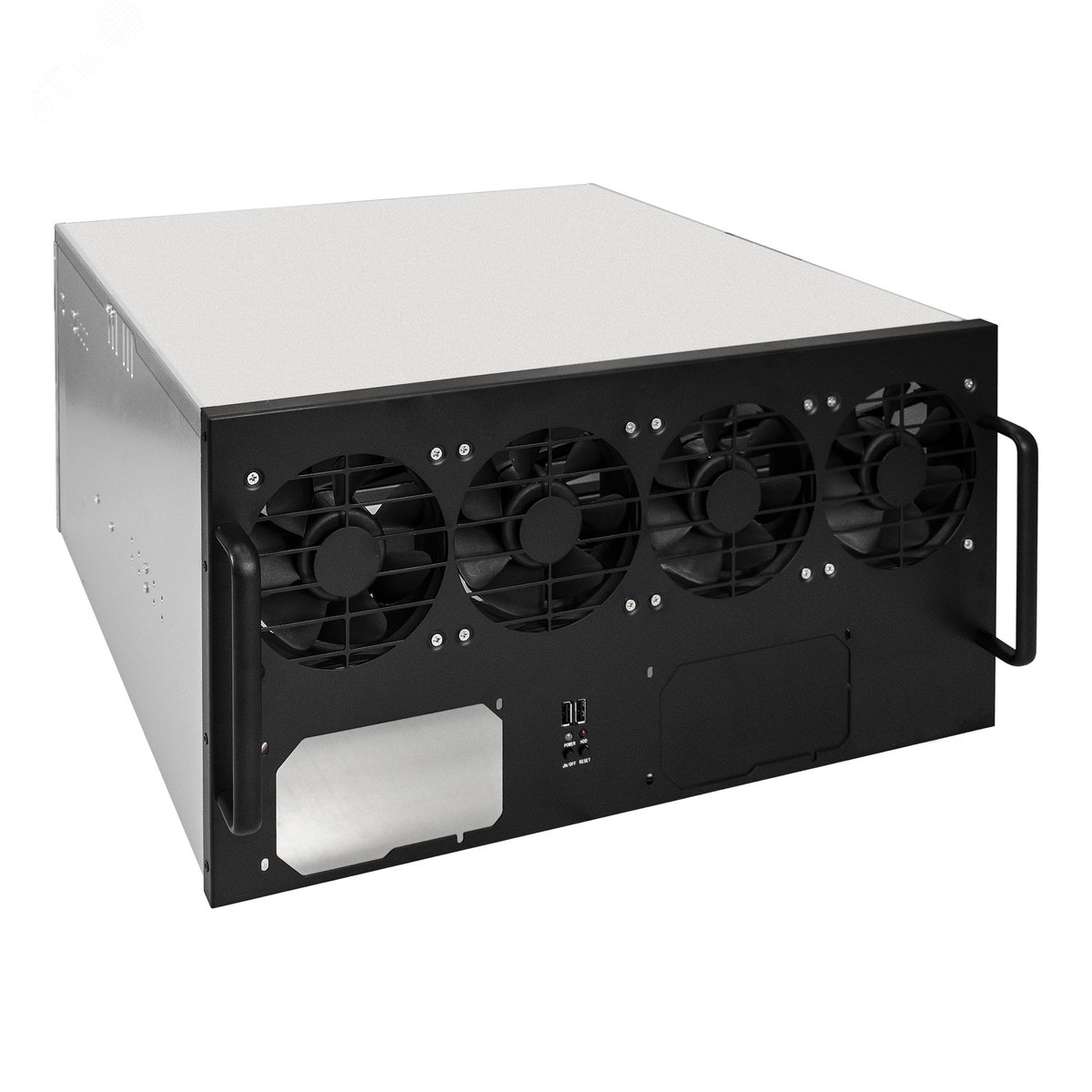 Изображение товара Корпус для майнинга Pro 8-430, без БП, 2 x USB, 4 x fan 120 мм, поддержка 8 видеокарт и 2 БП (шт)