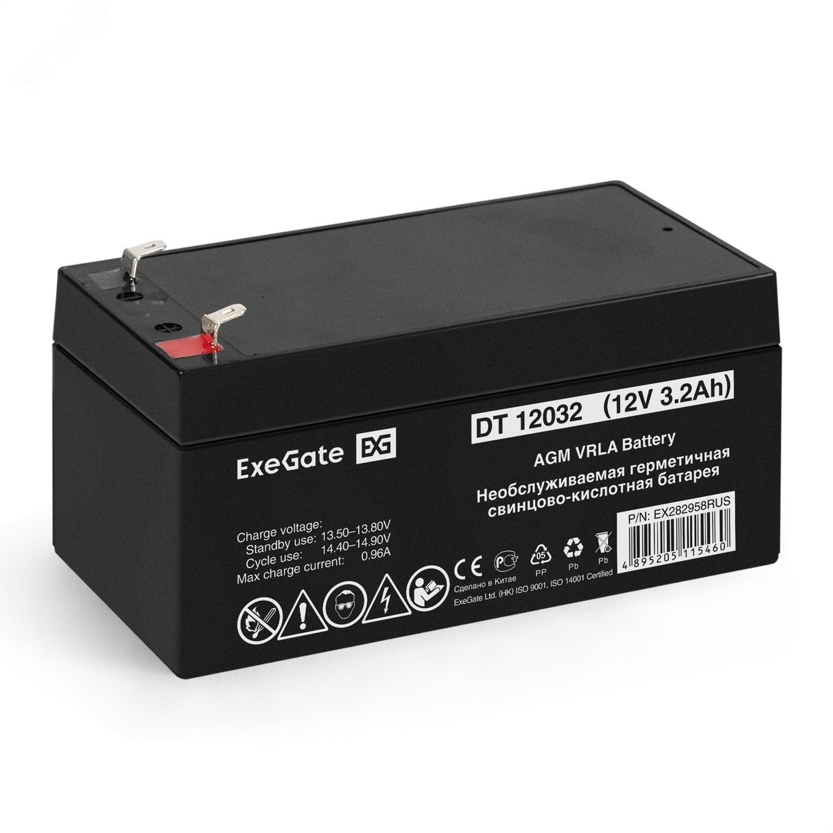 Изображение товара Аккумуляторная батарея ExeGate DT 12032-F1 (12V 3.2Ah, клеммы F1) (шт)
