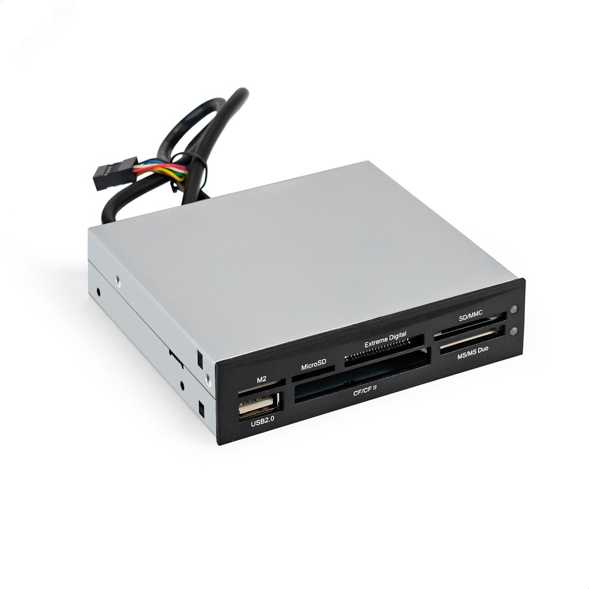 Изображение товара Картридер в отсек 3.5'', USB 2.0, мультиформатный (CF/SD/MMC/MS/MS Duo/MS Pro/T-flash), металл, чёрный (шт)
