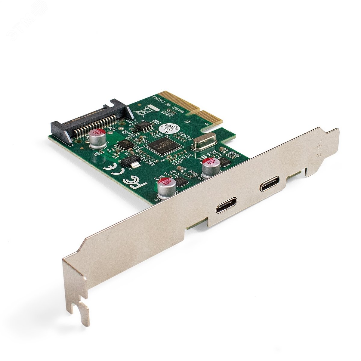 Изображение товара Плата расширения PCI-E с 2 внешними портами USB 3.1 Gen2 Type-C (10 Гбит/с), чип ASMedia ASM3142, с разъёмом доп. питания (шт) Изображение товара Плата расширения PCI-E с 2 внешними портами USB 3.1 Gen2 Type-C (10 Гбит/с), чип ASMedia ASM3142, с разъёмом доп. питания (шт)
