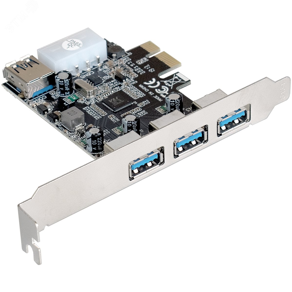 Изображение товара Контроллер EXE-367, PCI-E x1 v2.0, 3 внешних USB 3.0 + 1 внутренний USB 3.0, разъём доп. питания, чипсет VIA Labs VL805 (шт) Изображение товара Контроллер EXE-367, PCI-E x1 v2.0, 3 внешних USB 3.0 + 1 внутренний USB 3.0, разъём доп. питания, чипсет VIA Labs VL805 (шт)