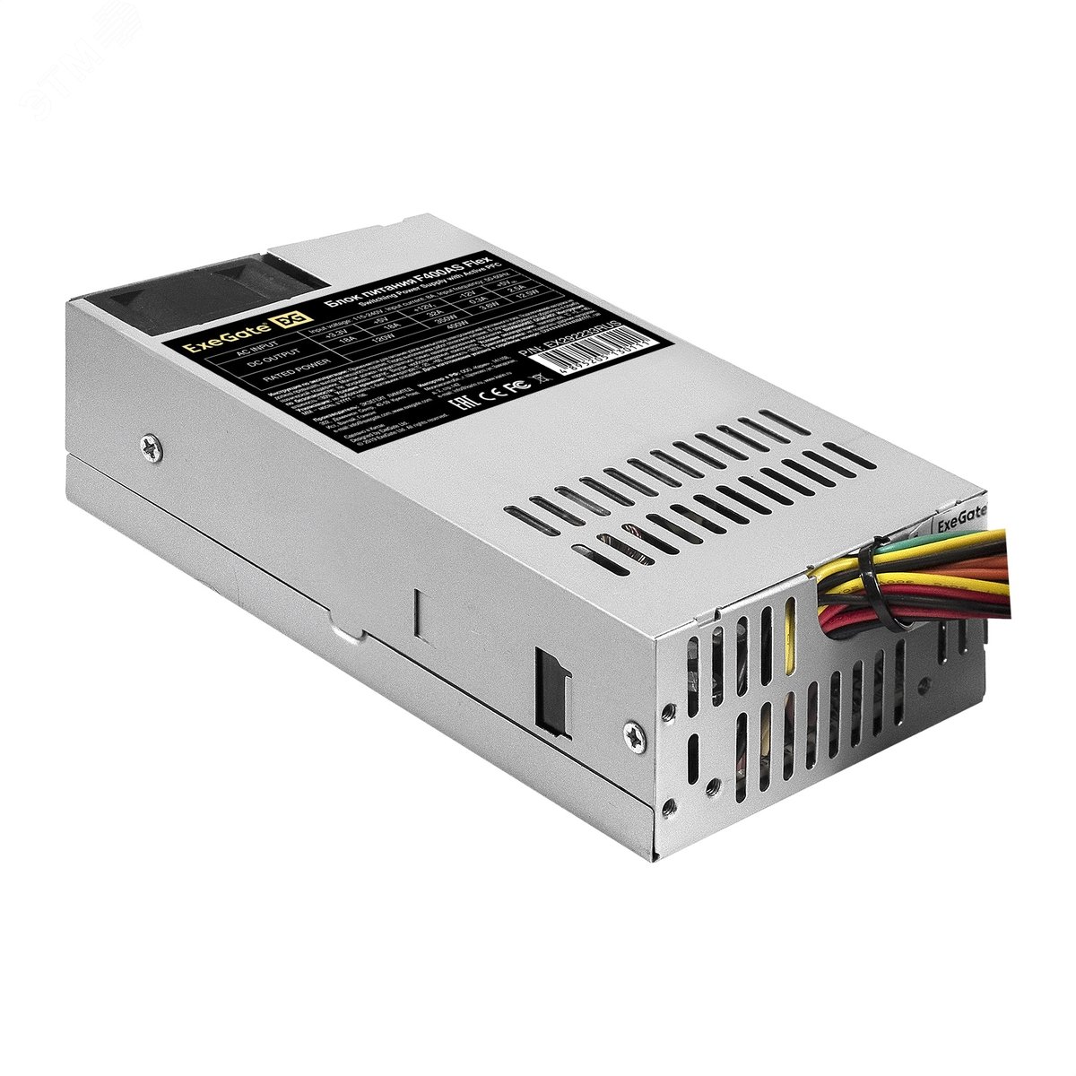 Изображение товара Блок питания 400W, 80 PLUS, Flex ATX, fan 4 см, 24pin, (4+4)pin, PCI-E, 3xSATA, 2xIDE (шт)