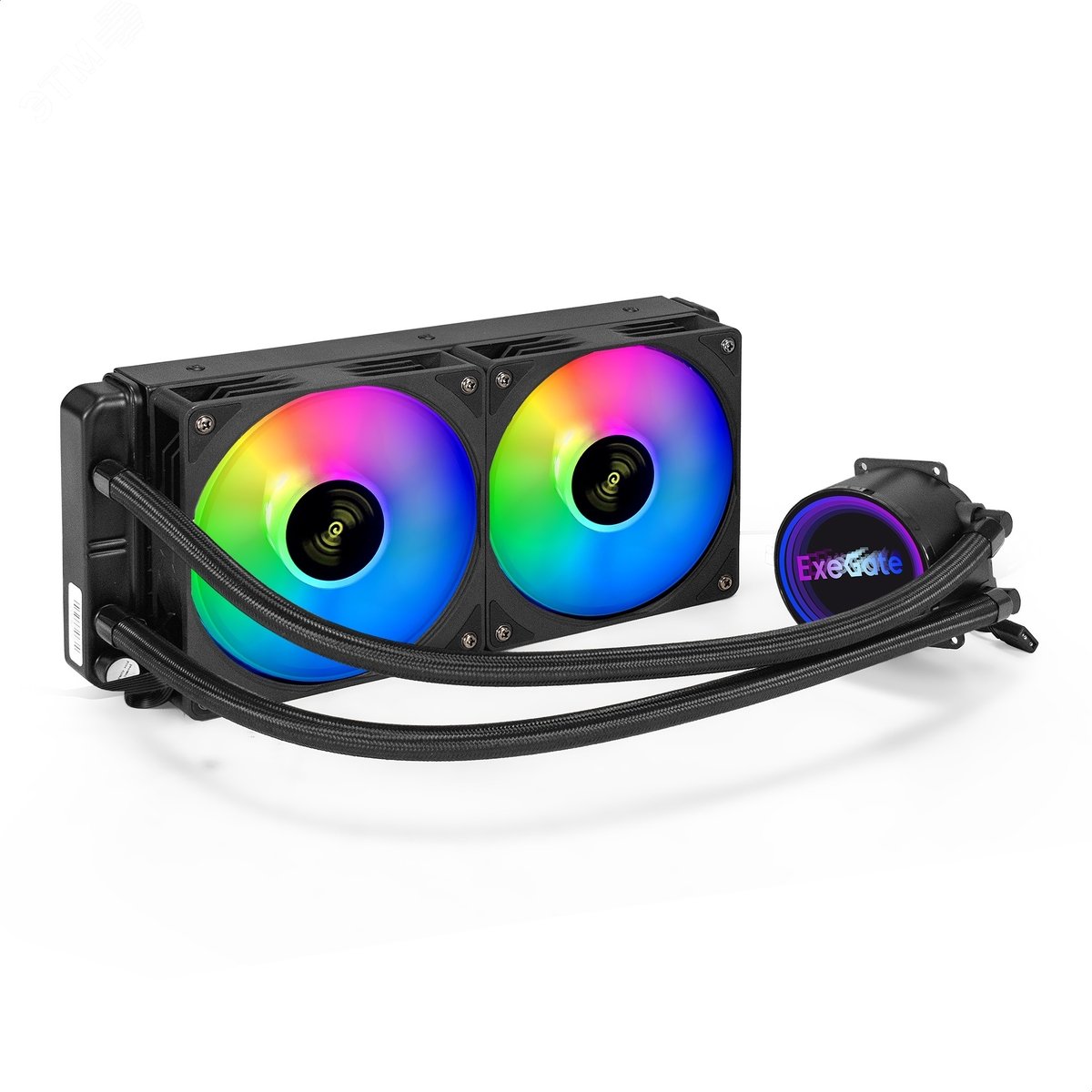 Изображение товара Система жидкостного охлаждения 240 мм, ARGB, TDP 220 Вт, 800-2000 RPM, 11-27 дБ, чёрная (шт)