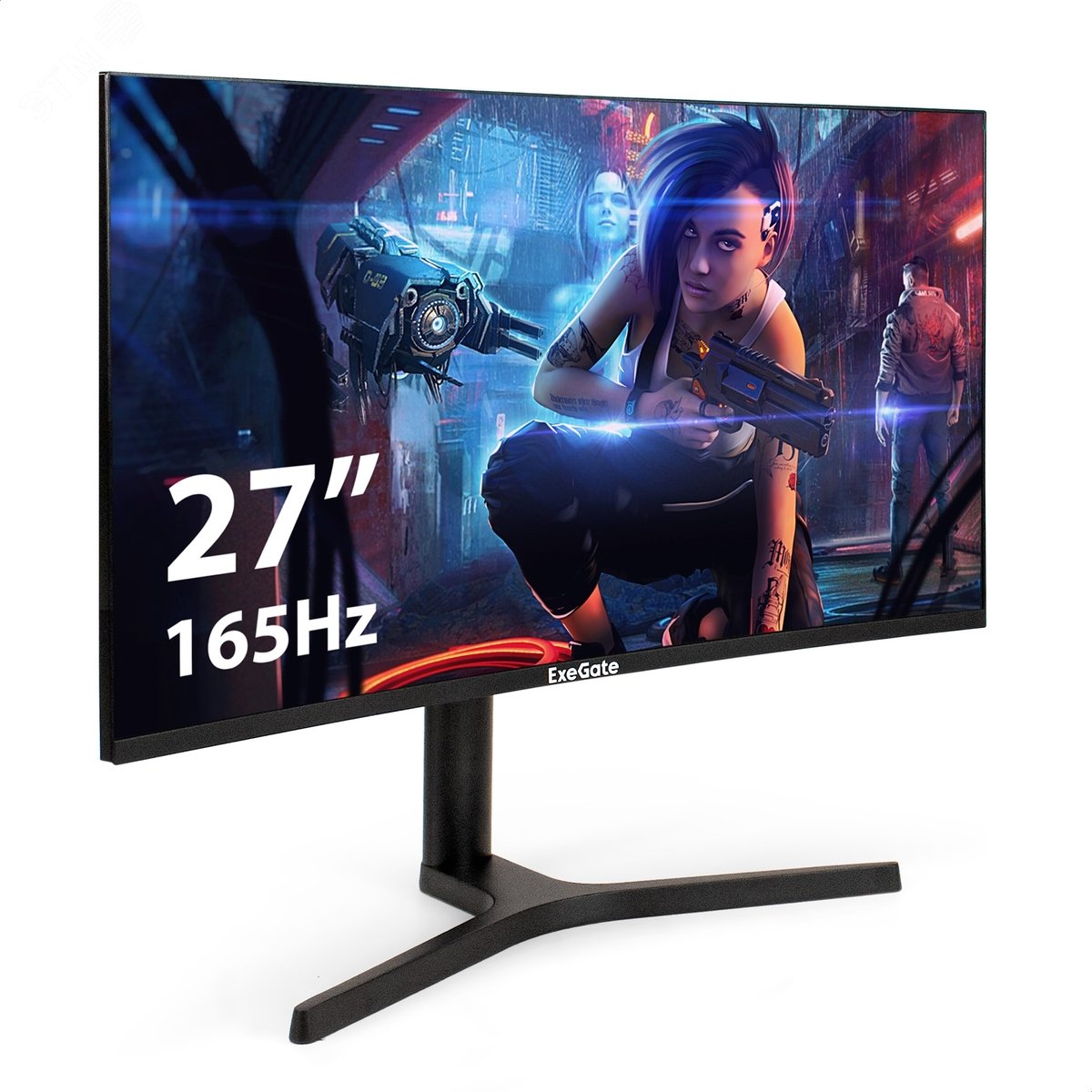 Изображение товара Монитор для ПК изогнутый игровой 27'' Combat EV2707C, VA Curved R1500 LED Grade A+, FHD, 1920x1080, 165Гц, 250cd/m2, 3000:1, 1ms, Speakers, HDMI2.0, DP, USB, audio-out, RGB-подсв., каб. DP 1.5м, VESA, рег. выс., пов. экр. на 90 град, черный (шт)