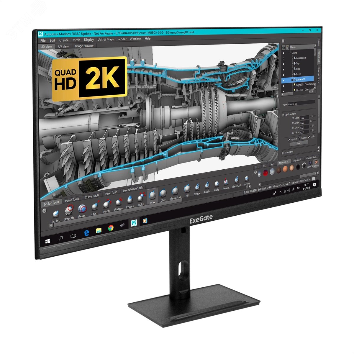 Изображение товара Монитор для ПК 27'' SmartView ES2707TA, IPS LED Grade A+, 2560x1440, 75Гц, WQHD, 250cd/m2, 1000:1, 1ms, Speakers 2x3W, HDMI, DP, USB, audio-out, RGB-подсв., каб. HDMI 1.5м, VESA, рег. выс., пов. экр. на 90 град, черный (шт)