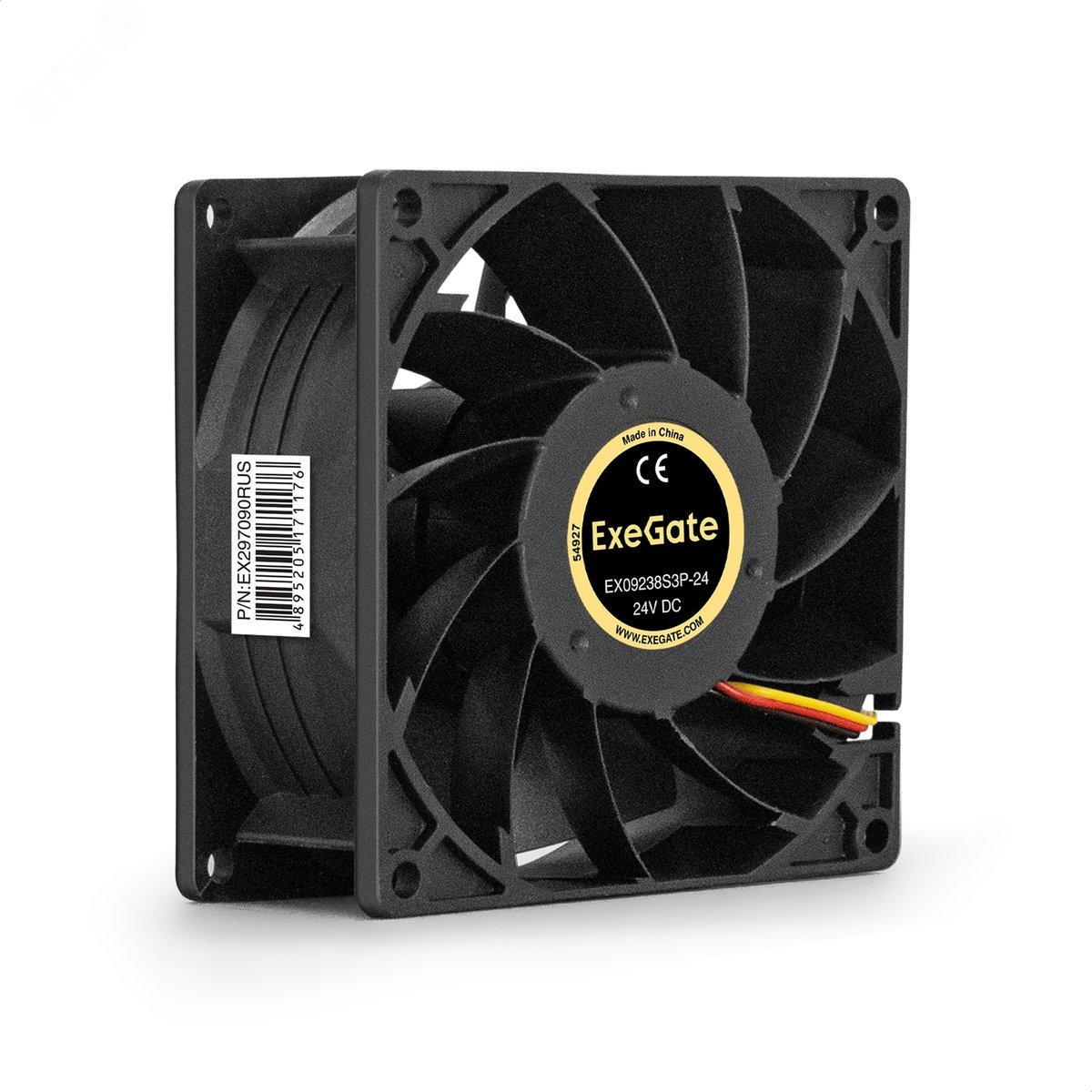 Изображение товара Вентилятор для корпуса 24В DC, 92x92x38 мм, 3pin, 4500RPM, 48dBA, подшипник скольжения (шт)