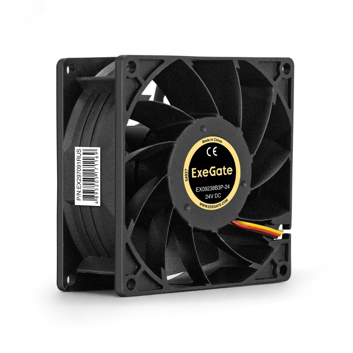 Изображение товара Вентилятор для корпуса 24В DC, 92x92x38 мм, 3pin, 5000RPM, 56dBA, двойной шарикоподшипник (шт)