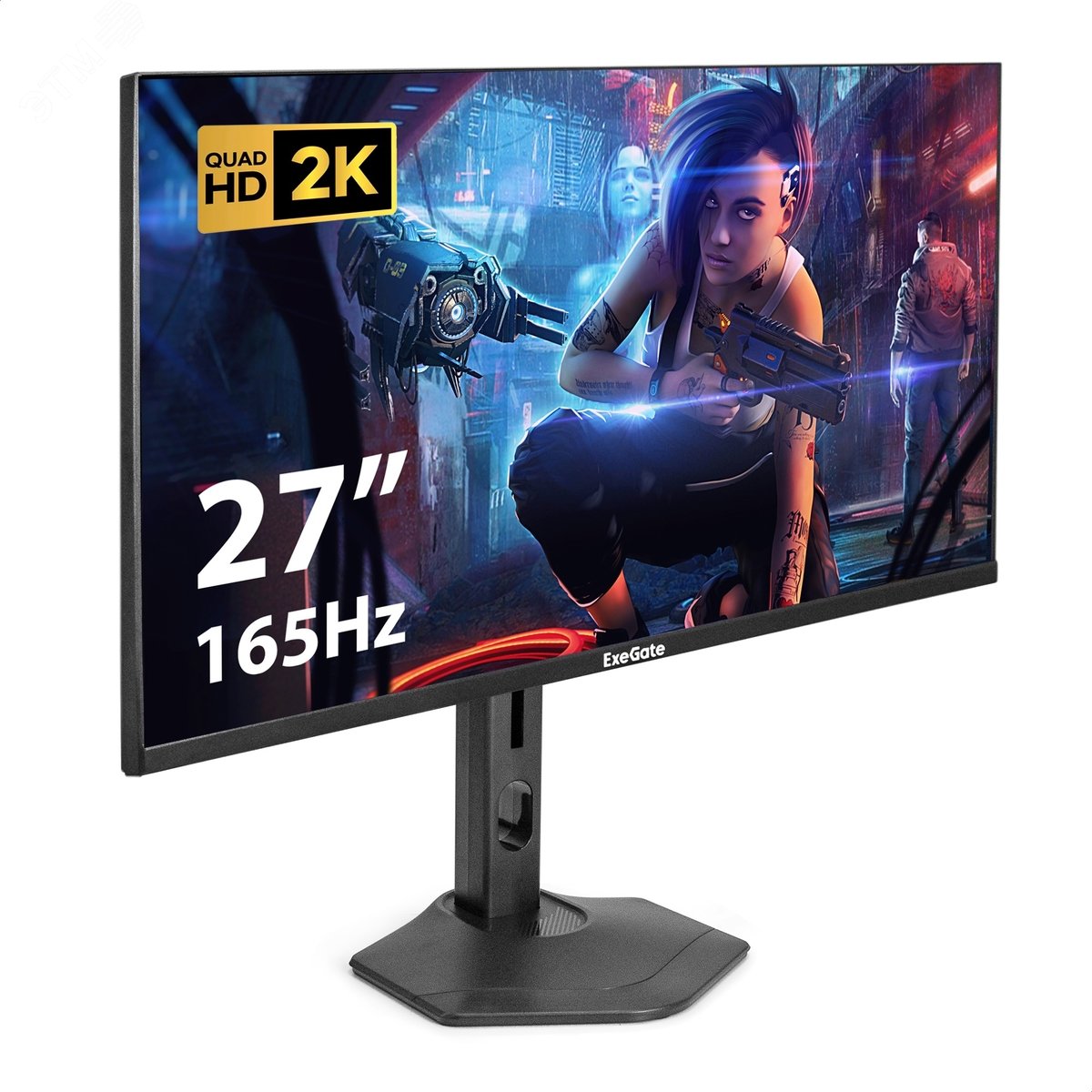 Изображение товара Монитор для ПК изогнутый игровой 27'' Combat EC2700TA, VA Curved R1500 LED Grade A+, 2560x1440, 165Гц, 300cd/m2, 3000:1, 1ms, Speakers, 2xHDMI2.0, DP, USB, audio-out, RGB-подсв., каб. DP 1.5м, VESA, рег. выс., пов. экр. на 90 град, черный (шт)
