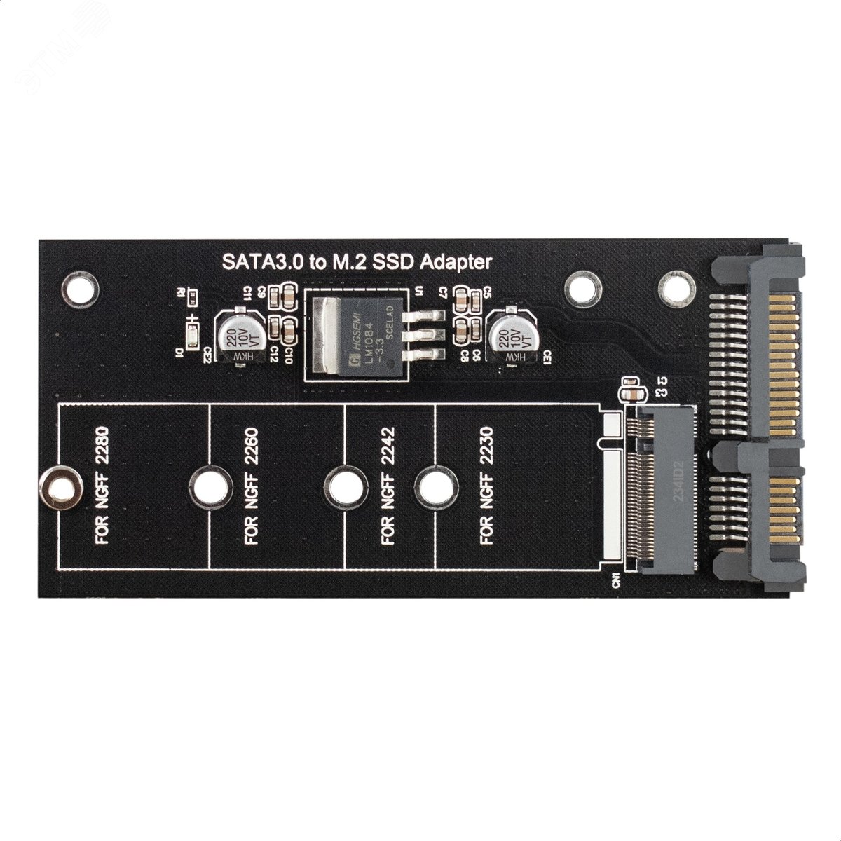 Изображение товара Переходник EXE-522, M.2 B key --> SATA 3.0, для подключения SSD с разъёмом M.2 NGFF к разъёму SATA 6 Гбит/с (шт)