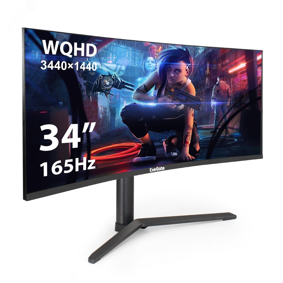 Изображение товара Монитор для ПК изогнутый игровой 34'' Combat EC3400TA, VA Curved R1800 LED Grade A+, UltraWide QHD 3440x1440, 165Гц, 21:9, 300cd/m2, 4000:1, 1ms, 2xHDMI2.0, 2x DP, audio-out, RGB-подсв., каб. DP 1.5м, VESA, рег. выс., черный (шт) Изображение товара Монитор для ПК изогнутый игровой 34'' Combat EC3400TA, VA Curved R1800 LED Grade A+, UltraWide QHD 3440x1440, 165Гц, 21:9, 300cd/m2, 4000:1, 1ms, 2xHDMI2.0, 2x DP, audio-out, RGB-подсв., каб. DP 1.5м, VESA, рег. выс., черный (шт)