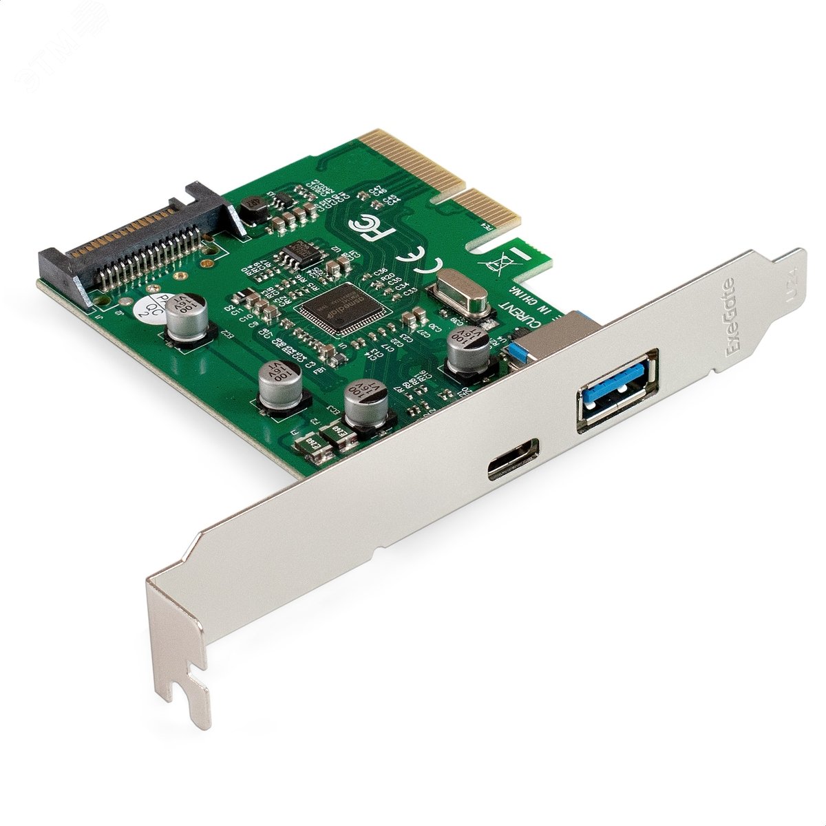 Изображение товара Плата расширения PCI-E с 1 внешним портом Type-A и 1 внешним портом Type-C USB 3.2 Gen2 (10 Гбит/с), чип ASMedia ASM1142, с разъёмом доп. питания (шт) Изображение товара Плата расширения PCI-E с 1 внешним портом Type-A и 1 внешним портом Type-C USB 3.2 Gen2 (10 Гбит/с), чип ASMedia ASM1142, с разъёмом доп. питания (шт)