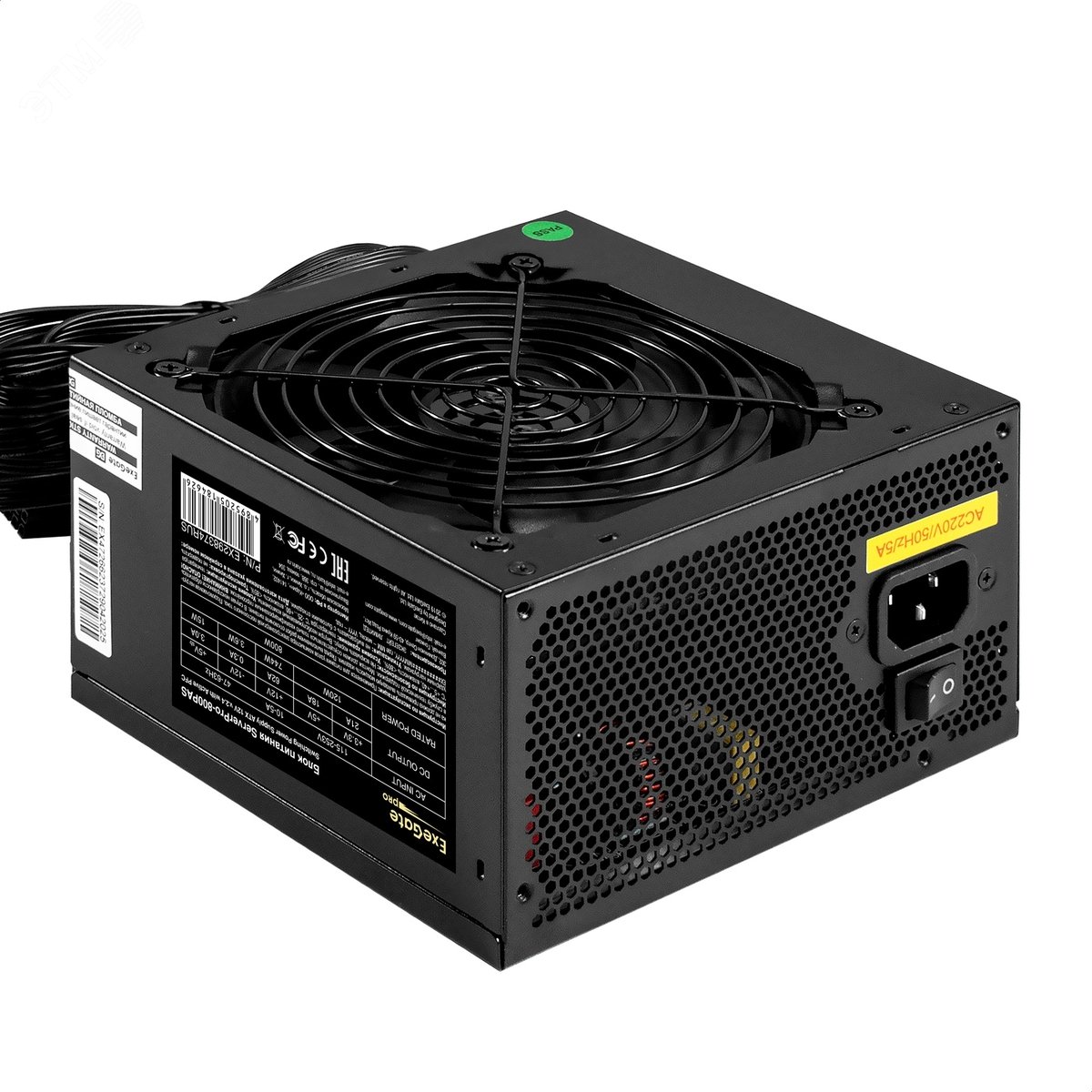 Изображение товара Серверный блок питания 800W, ATX, APFC, 80 PLUS, 24pin, 2x(4+4)pin, 6xPCI-E, 8xSATA, 4xIDE, черный (шт)