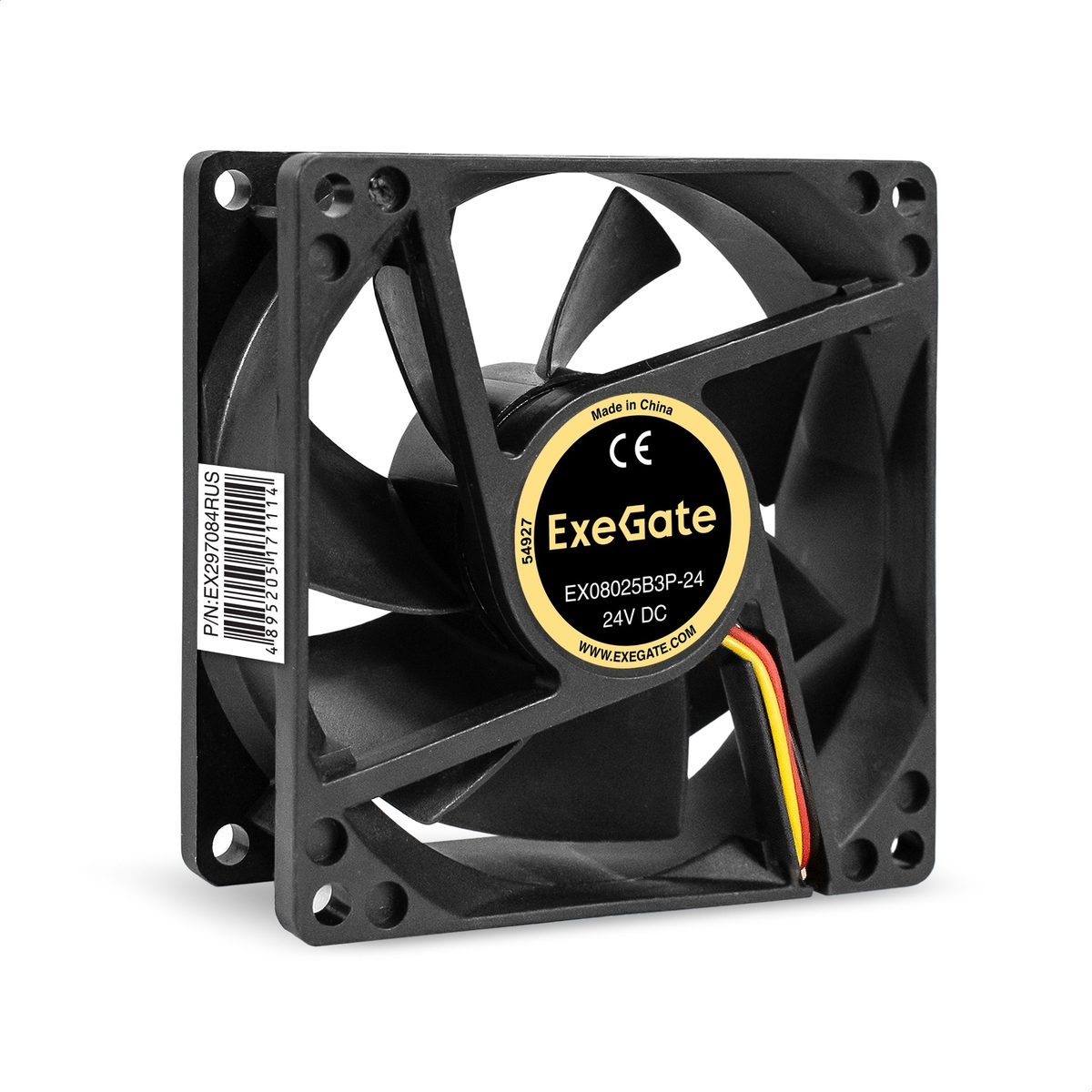 Вентилятор для корпуса 24В DC, 80x80x25 мм, 3pin, 2900RPM, 30dBA, двойной шарикоподшипник