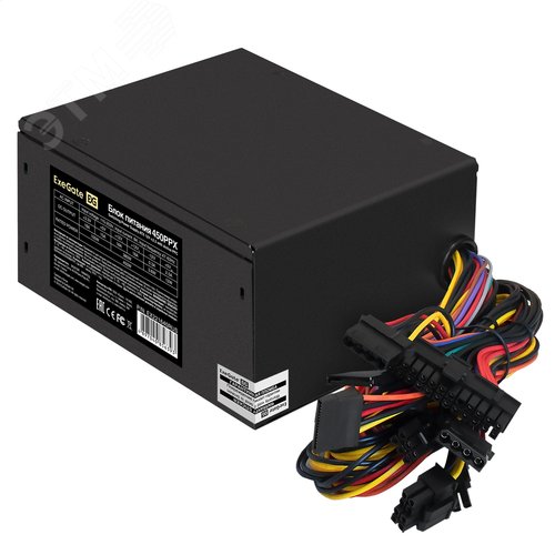 Изображение товара Блок питания 450W, 80 PLUS, ATX, fan 14 см, 24pin, (4+4)pin, 2xPCI-E, 4xSATA, 3xIDE, черный (шт)