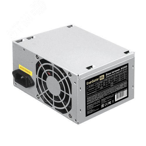 Изображение товара Блок питания 500W, ATX, fan 8 см, 24pin, 4pin, 2xSATA, IDE, черный (шт)