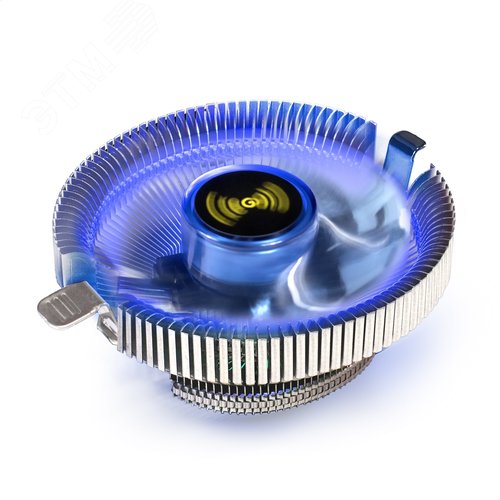 Изображение товара Вентилятор для процессора 90 мм, TDP 75W, 2200RPM, 3pin, 22db, Al, гидроподшипник, голубая подсветка (шт)