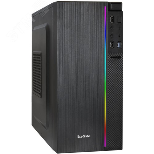 Изображение товара Корпус для ПК, Minitower, mATX, без БП, 2xUSB + 1xUSB 3.0, HD Audio, чёрный, RGB-подсветка (шт)
