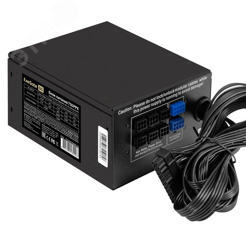 Изображение товара Блок питания 750W, ATX, APFC, 80 PLUS, fan 14 см, 24pin, 2x(4+4)pin, 6xPCI-E, 8xSATA, 4xIDE, черный (шт)