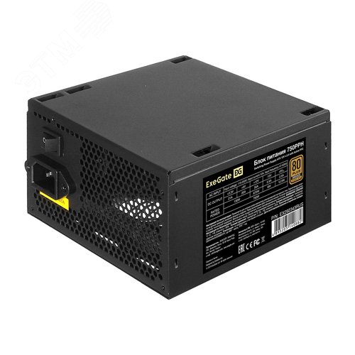 Изображение товара Блок питания 750W, ATX, APFC, 80 PLUS Bronze, fan 12 см, 24pin, 2x(4+4)pin, 4xPCI-E, 8xSATA, 4xIDE (шт)