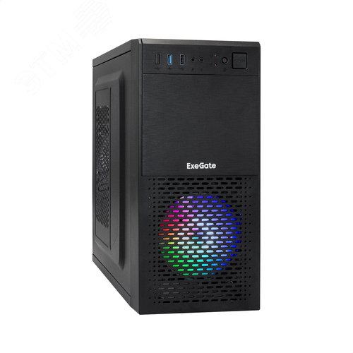 Изображение товара Корпус для ПК, Minitower, mATX, БП 400W, 1xUSB + 1xUSB 3.0, чёрный, RGB-вентилятор 12 см (шт)