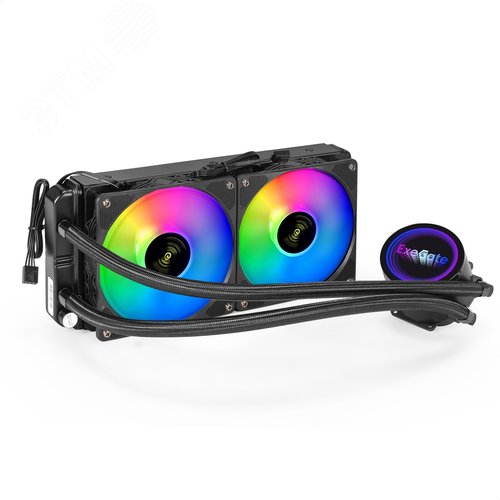 Изображение товара Система жидкостного охлаждения 240 мм, RGB, TDP 220 Вт, 800-2000 RPM, 11-22 дБ, чёрная (шт)