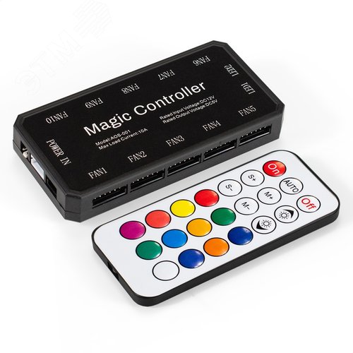 Изображение товара Контроллер-хаб для вентиляторов ARGB с пультом управления, интерфейс Molex, 10 портов 6pin (шт)