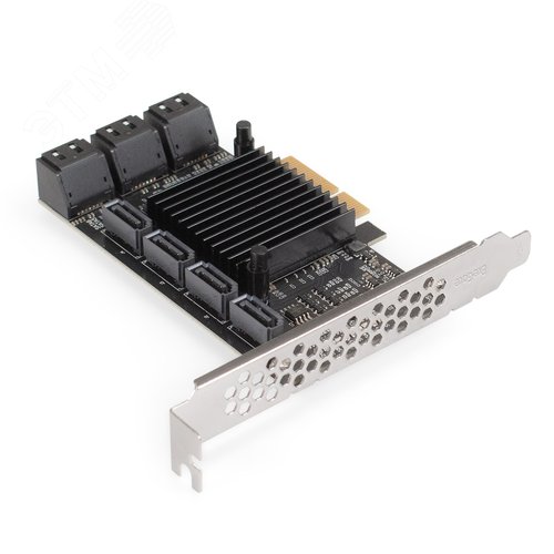 Изображение товара Плата расширения PCI-E для 10 внутренних дисков SATA III, чипсет ASMedia ASM1166 + JMB575 (шт)