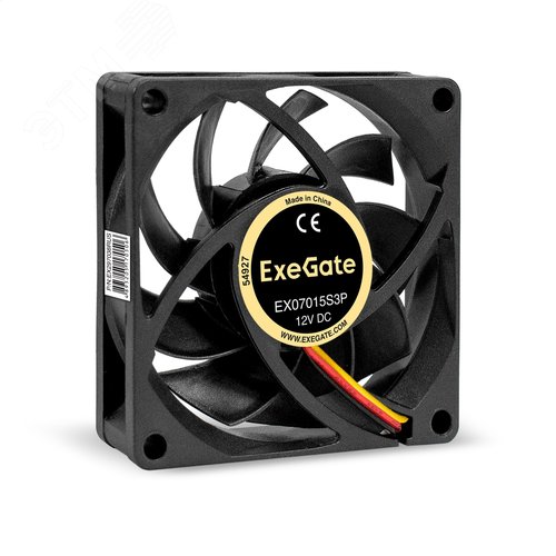 Изображение товара Вентилятор для корпуса 12В DC, 70x70x15 мм, 3pin, 2500RPM, 23dBA, подшипник скольжения (шт)